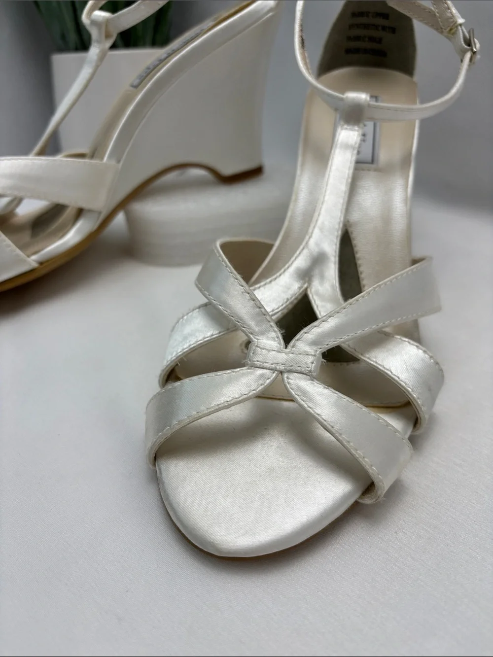 Touch Ups Ivory Satin Wedge Sandals